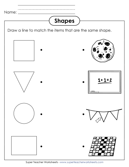 Picture Matching: Real-Life Objects Geometry Worksheet