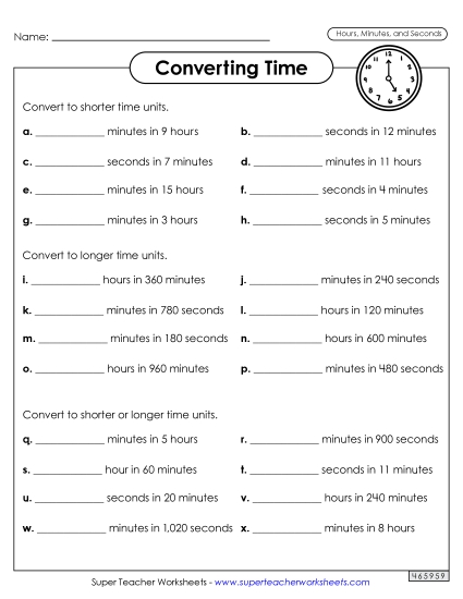 Converting Time (Hours, Minutes, and Seconds)