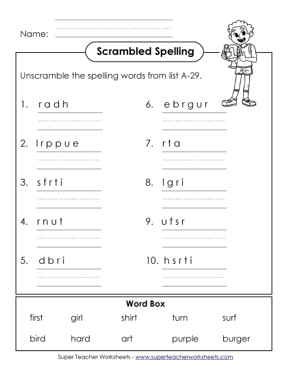 Word Unscramble (A-29)