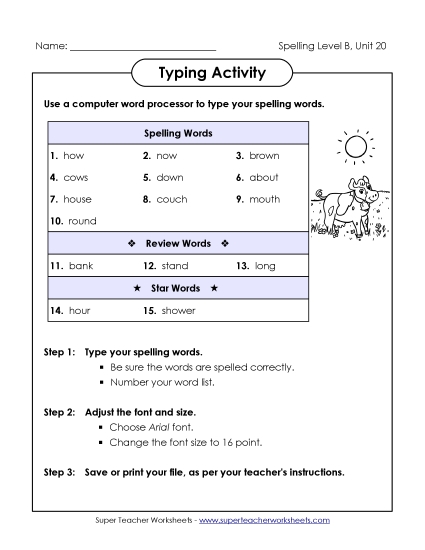 Typing Activity (B-20) 