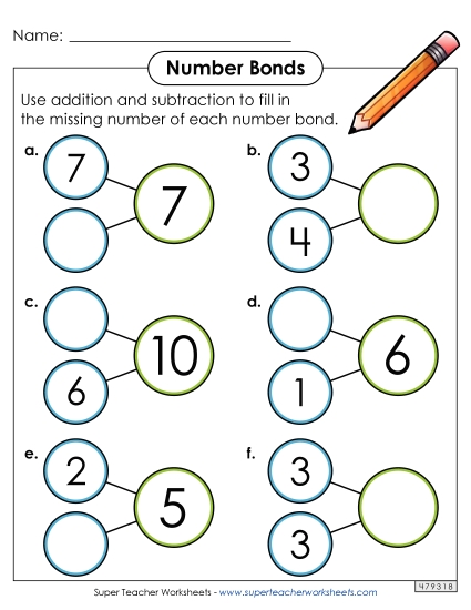 Horizontal Number Bonds<br>Worksheet 2