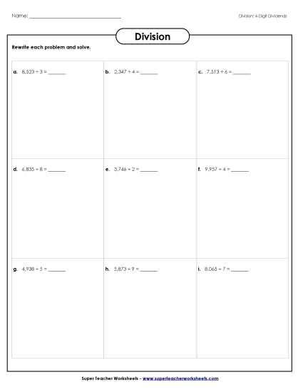 Division Boxes: 4-Digit Dividends