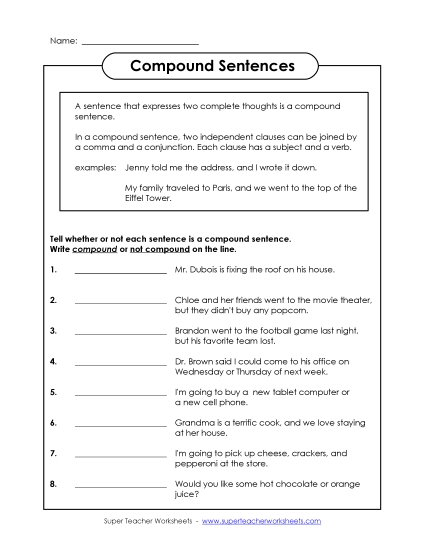 Compound Sentences #2