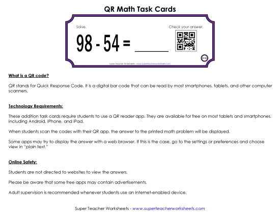 Subtraction Task Cards (2-Digits)