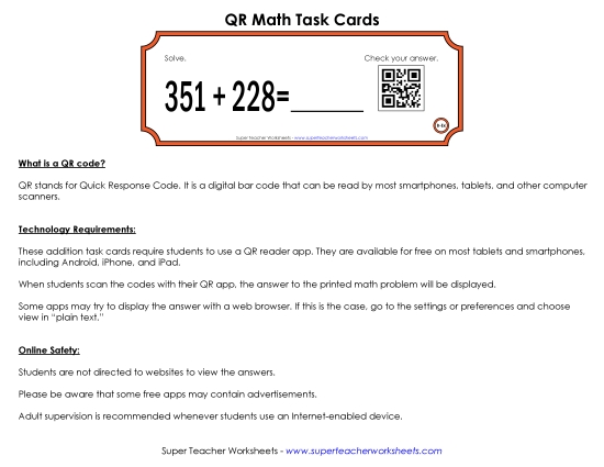 Addition Task Cards (3-Digits)