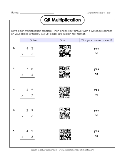 Multiplication (2-Digits x 1-Digit)