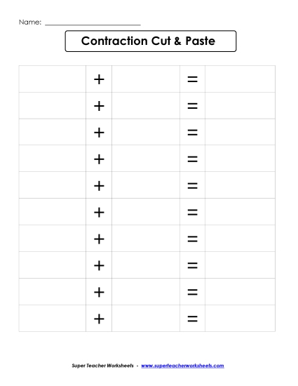 Contractions: Cut & Glue Project