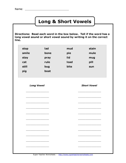 Long and Short Vowel Sort