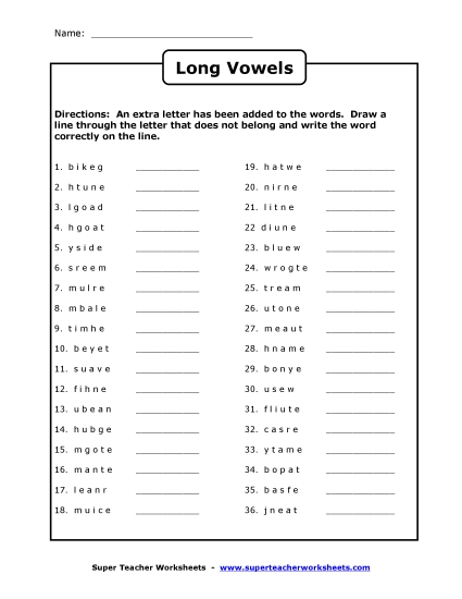 Long Vowel Mystery Words