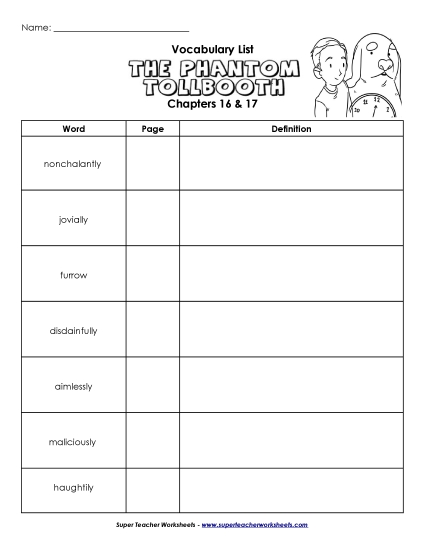 Vocabulary for Chapters 16 - 17