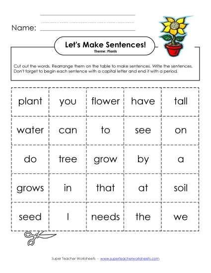 Make Sentences: Word Cards