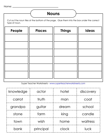 Noun Cut & Sort (Intermediate)