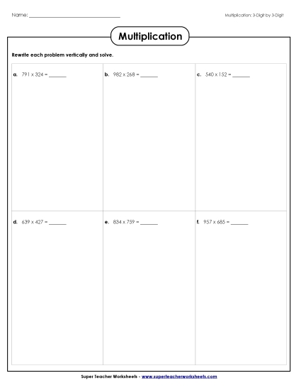 Horizontal: 3-Digit x 3-Digit