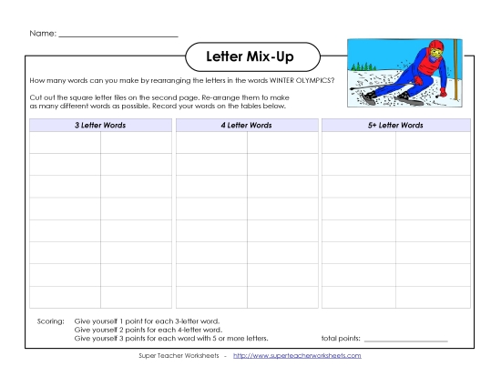 Letter Mix-Up: Winter Olympics<br>(Intermediate Level)