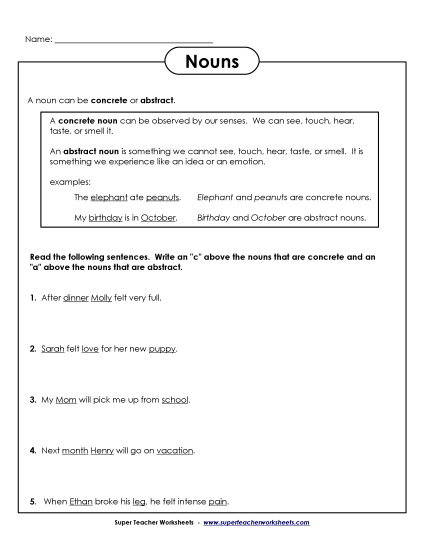 Concrete & Abstract Noun Sentences