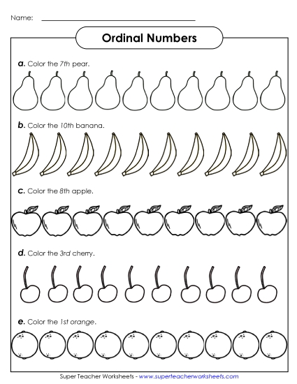 Ordinal Fruits (Numeral Form)