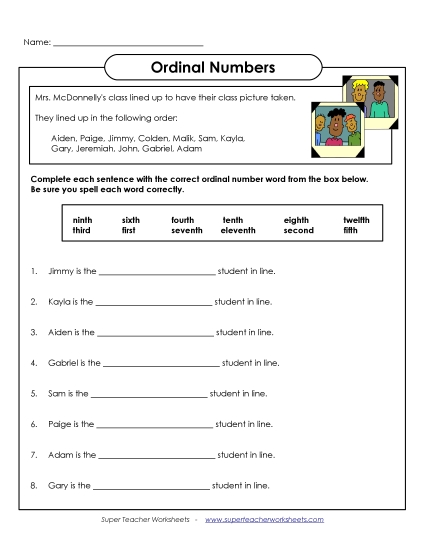 Ordinal Numbers - Line Up
