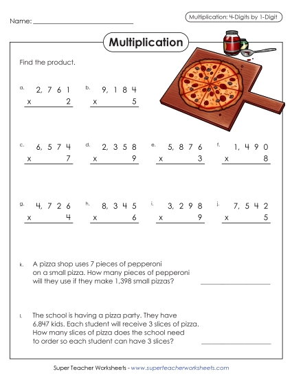 Multiplication: 4-Digit by 1-Digit