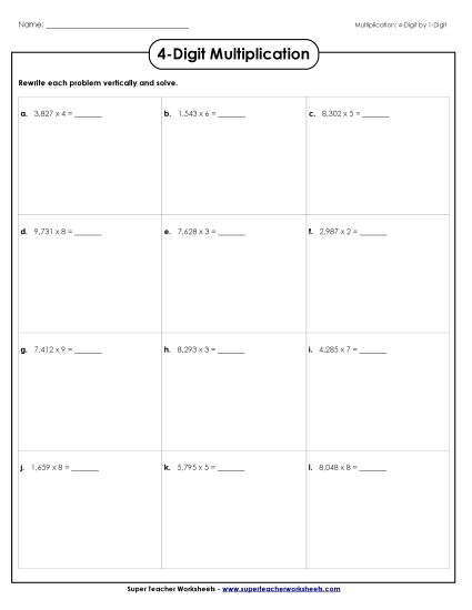 Horizontal: 4-Digit x 1-Digit