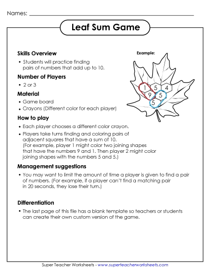 Maple Leaf Sum Game