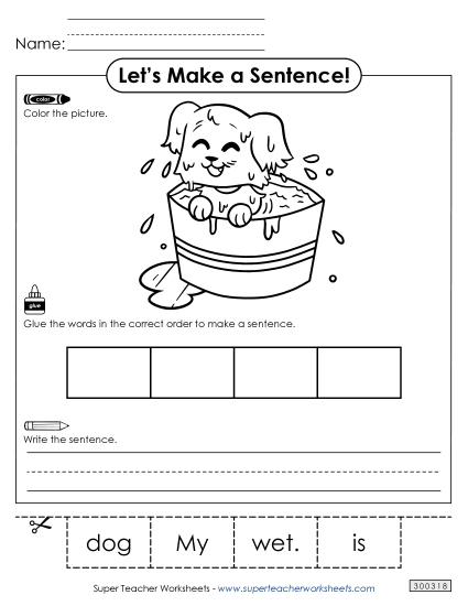 Build a Sentence: Wet Dog
