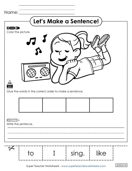 Build a Sentence: Sing
