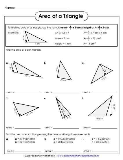 Areas of Triangles #1  (Intermediate)