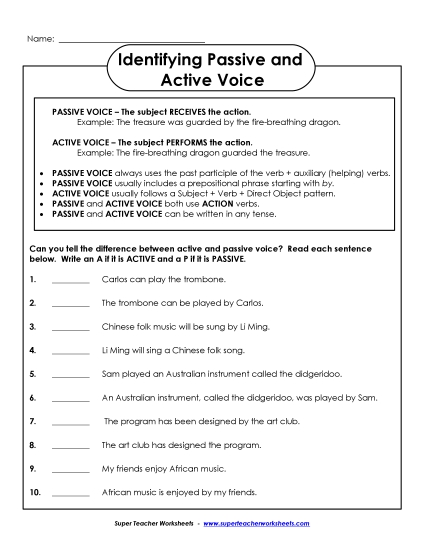 Identify Active and Passive Voice Worksheet 2