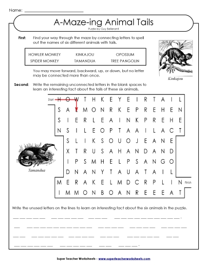 A-Maze-ing Puzzle: Prehensile Tails