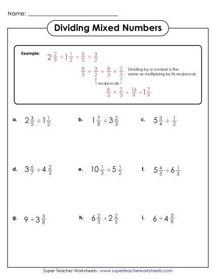 Dividing Mixed Numbers