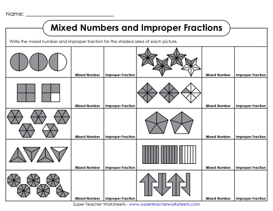 Improper Fraction Pictures