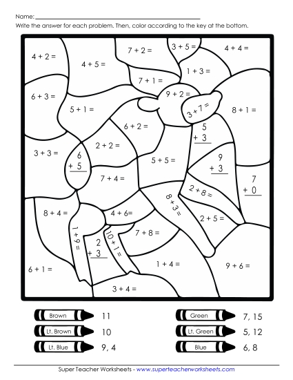 Basic Addition Mystery Picture (Reindeer) Christmas Worksheet