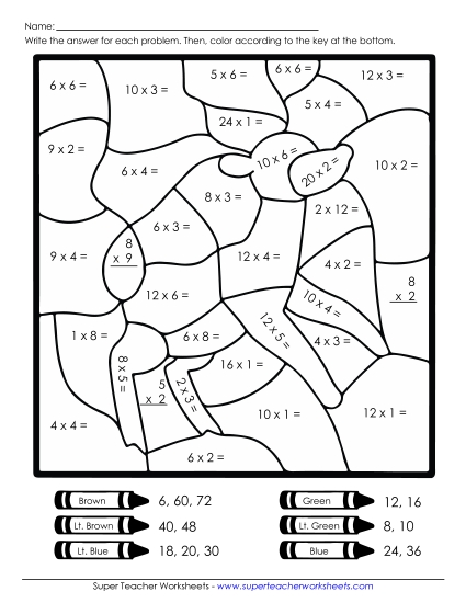 Basic Multiplication Mystery Picture (Reindeer) Christmas Worksheet