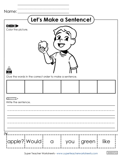 Build a Sentence: Green Apple