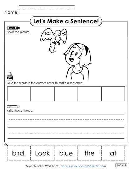 Build a Sentence: Blue Bird
