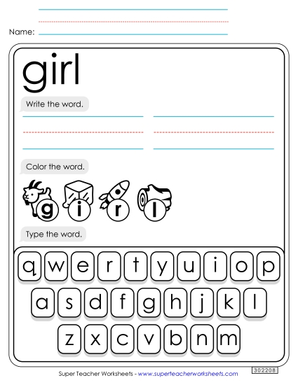 Write, Color, Type: Girl