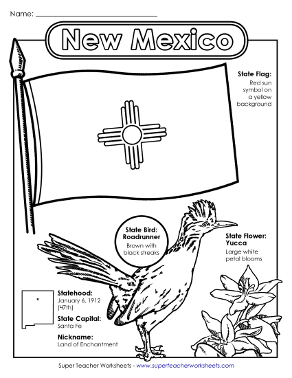 New Mexico State Symbols Coloring Page