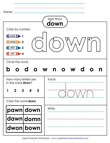 Worksheet 4: Down