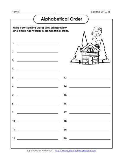 ABC Order: Write List (C-15)