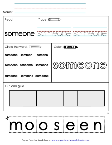 Worksheet 2: Someone