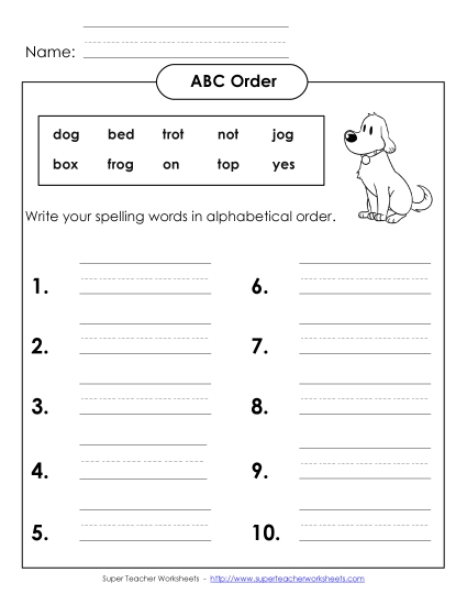 ABC Order - Write (A-4)