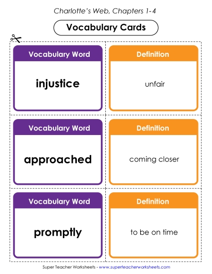Vocabulary Cards for Chapters 1-4
