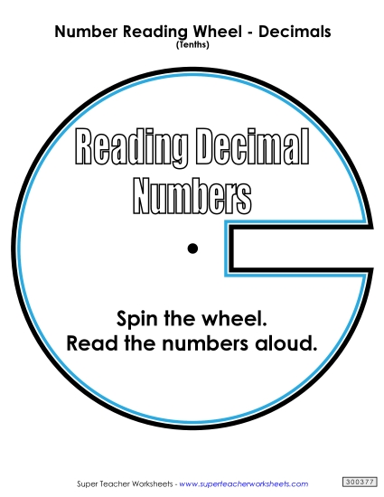 Number Reading Wheel: Decimals (Tenths)