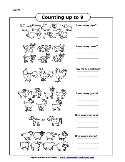 Counting Farm Animals (Up to 9) 