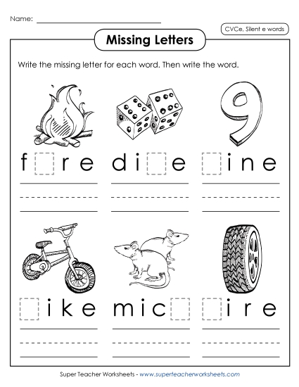 Missing Letters 2 (Silent E)