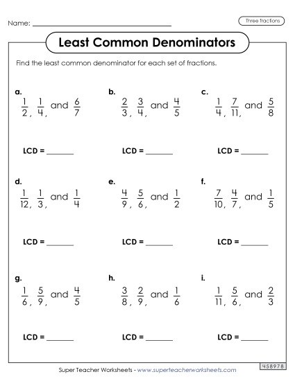 Least Common Denominator (3 Fractions)