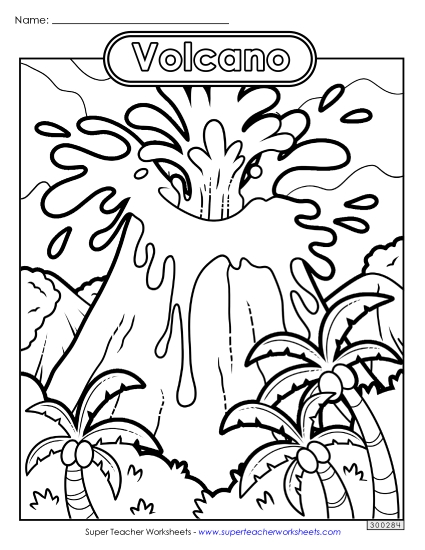 Volcano Coloring Page