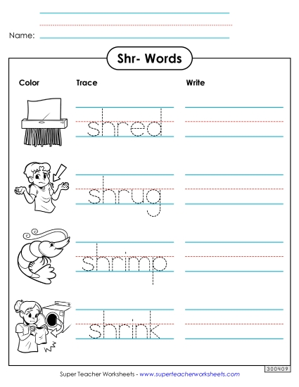Trace and Write (Shr- Words)