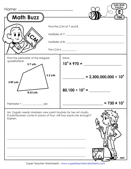 Math Buzz: Week 22<br>Worksheets 106 through 110