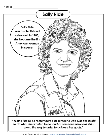 Sally Ride: Coloring Page